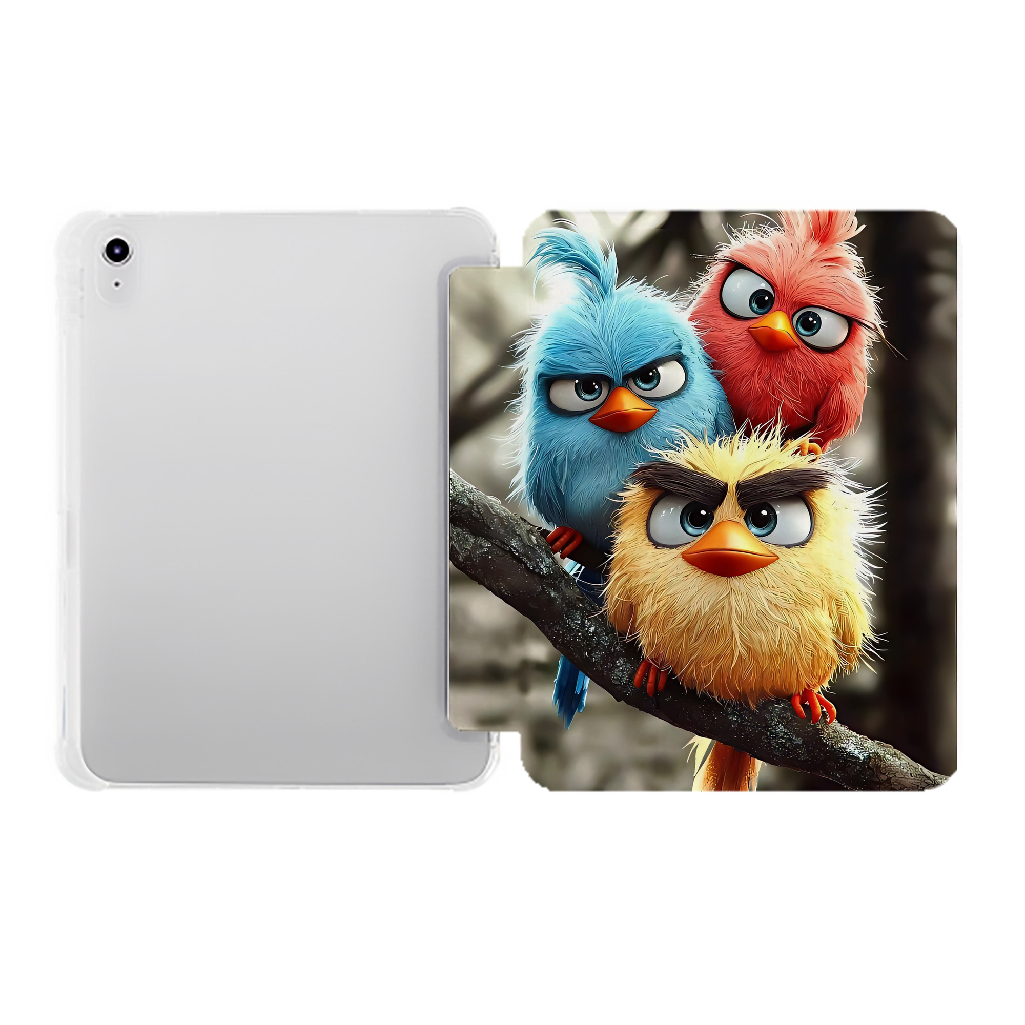 （画像用） Angry Birds アングリーバード IPad ケース ペン収納付き 三つ折りスタンド PUレザー×シリコン 対応機種9.5/10.5/10.9インチ